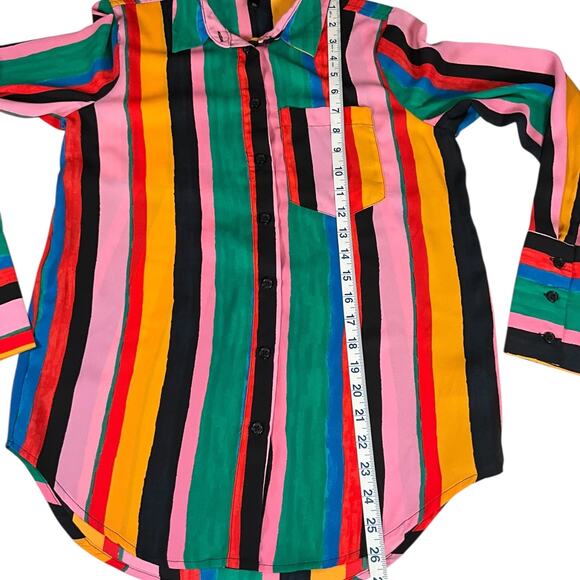 Who What Wear Multicolor Stripe Button-Down Blouse – Size XS (Y2K 90s Vibe) - Picture 7 of 9